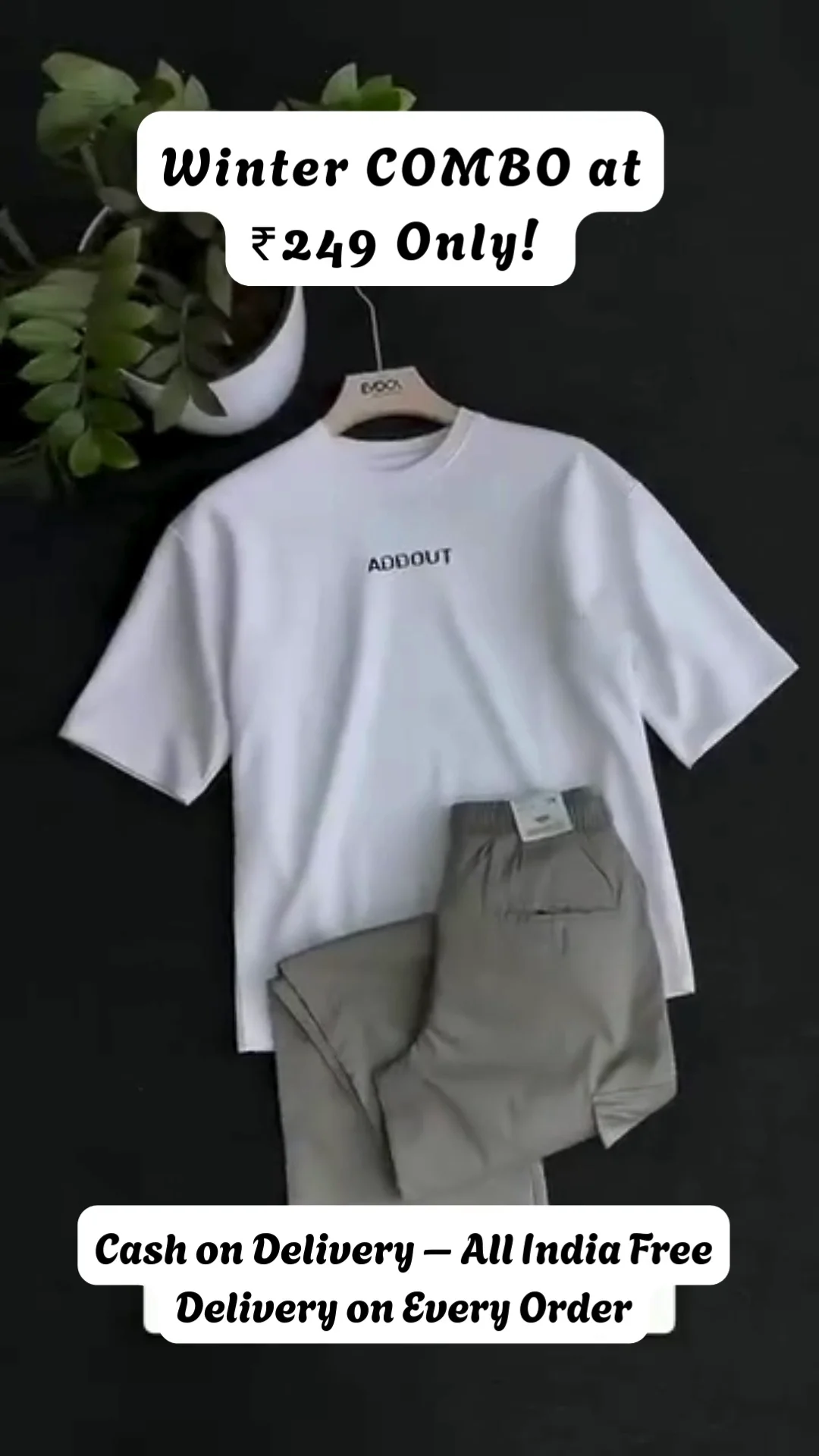 Men's Winter Combo Cotton T Shirt and Track Pant Casual Set